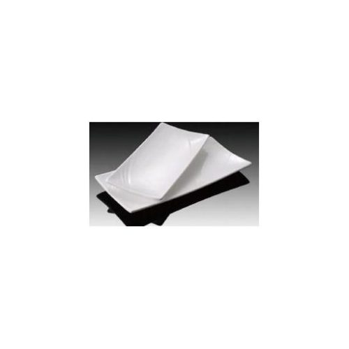 Piatto ceramica bianco rettangolo con bordi ruvidi 12 32 x 27 x 32cm - immagine 1