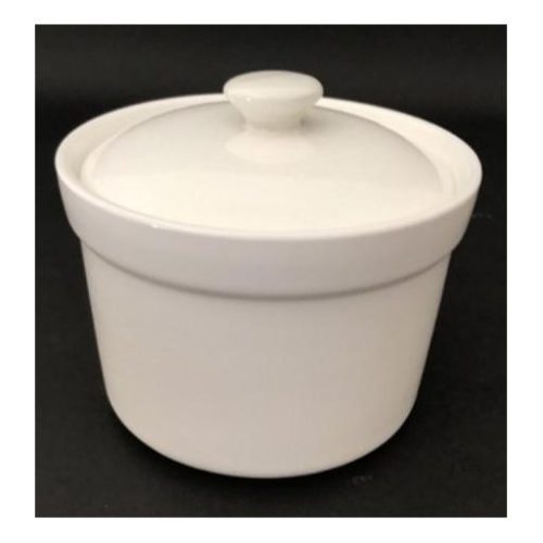 Ciotola da bordo bianca in ceramica con coperchio 3.5 9cm - immagine 1