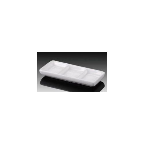 Piattino rettangolo con 3 scomparti bianco in ceramica 6 15cm - immagine 1
