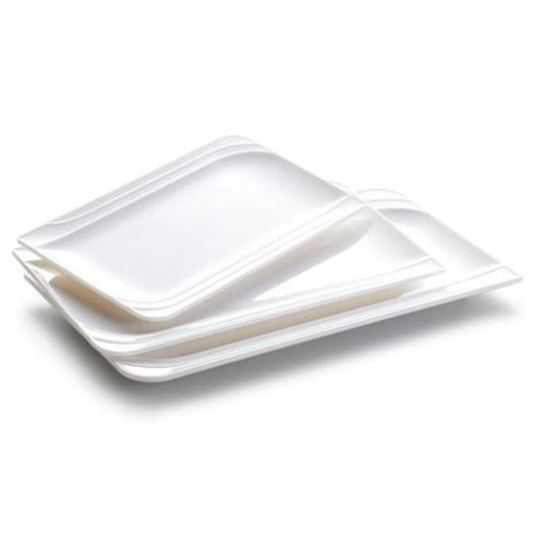 Mel piatto bianco rettangolare con bordo ondulato 20.5 x 12.5 x 1.5 - immagine 1