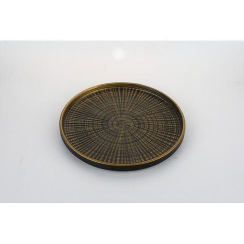 Piatto piano nero/oro con bordo 10 24.5cm - immagine 1