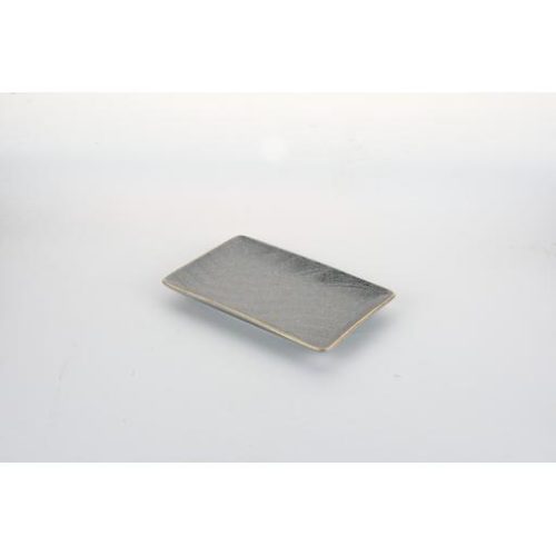 Piatto grigio/oro rettangolo con bordo dorato 7.5 19 x 12.8cm - immagine 1