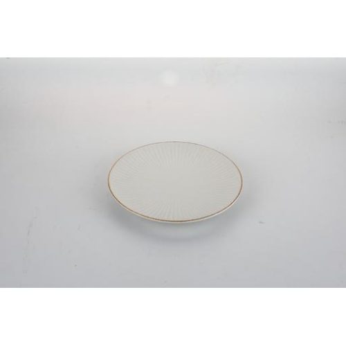 Piatto bianco con bordo dorato con rigature 7 17.5cm - immagine 1