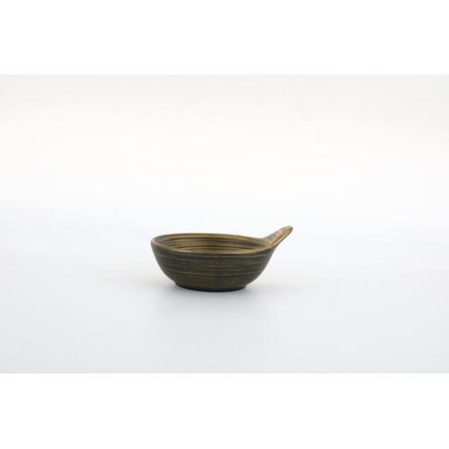 Piattino nero/oro con orecchio per salsa 12.8 x 11 x 5.5cm - immagine 1