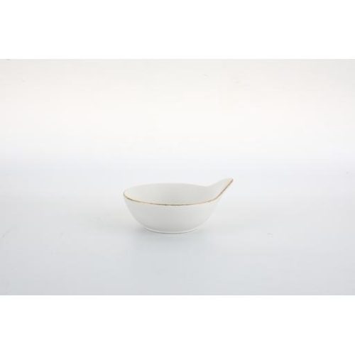 Piattino bianco/oro con orecchio per salsa 12.8 x 11 x 5.5cm - immagine 1