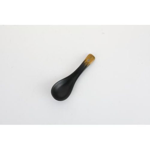 Cucchiaio nero/oro da zuppa 14cm - immagine 1