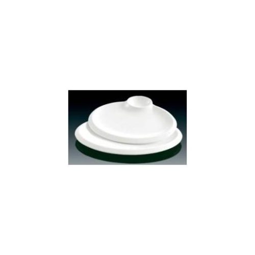 Piatto ovale bianco con porta salsa 8'' 20.6 x 15.8 x 1.8 - immagine 1