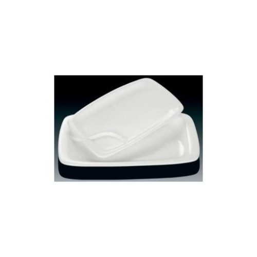 Piatto bianco rettangolo con angolo per salsa 8'' 19.5 x 11.5 x 2 - immagine 1