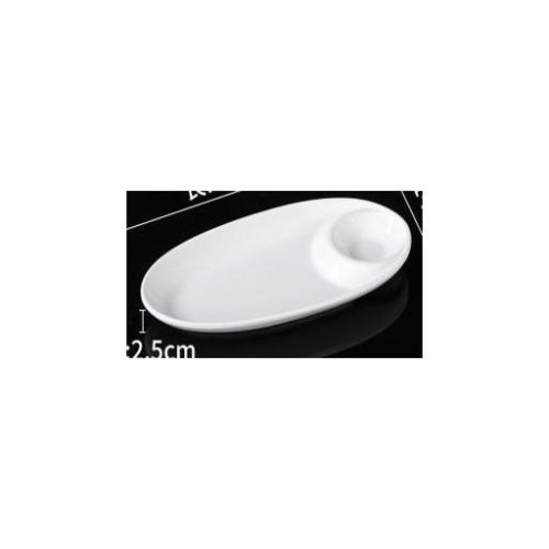 Piattino bianco ovale con spazio per salsa 11'' 23 x 11 x 2.4 - immagine 1